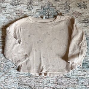 Quincy Mae Cream Long Sleeve Shirt with Rainbow Pattern